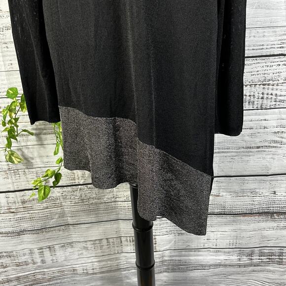 Eileen Fisher Tunic Top Women's Size L Black Silver Stretch Lagenlook Oversized - Picture 7 of 14